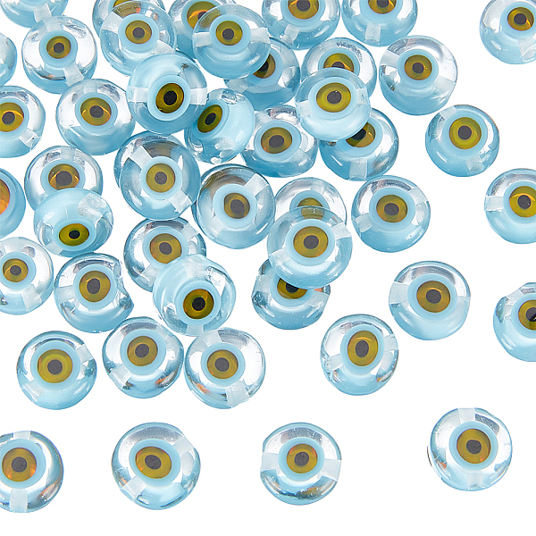 PandaHall 1 Strand Handmade Evil Eye Lampwork Beads Strands, Flat Round, Light Blue, 8x3.2mm, Hole: 1mm, about 49pcs/strand, 14.56''...
PandaHall 1 Strand Handmade Evil Eye Lampwork Beads Strands, Flat Round, Light Blue, 8x3.2mm, Hole: 1mm, about 49pcs/strand, 14.56''...