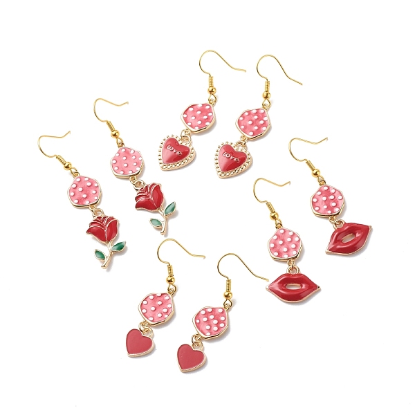PandaHall Red Alloy Enamel Charm Dangle Earrings, Valentine Theme Brass Jewelry for Women, Golden, Mixed Patterns, 46~57mm, Pin: 0.5mm Alloy...
PandaHall Red Alloy Enamel Charm Dangle Earrings, Valentine Theme Brass Jewelry for Women, Golden, Mixed Patterns, 46~57mm, Pin: 0.5mm Alloy...