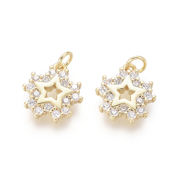 PandaHall Brass Charms, with Clear Cubic Zirconia and Jump Rings, Star, Golden, 12x11x2mm, Hole: 2.5mm Brass+Cubic Zirconia Star Clear
PandaHall Brass Charms, with Clear Cubic Zirconia and Jump Rings, Star, Golden, 12x11x2mm, Hole: 2.5mm Brass+Cubic Zirconia Star Clear