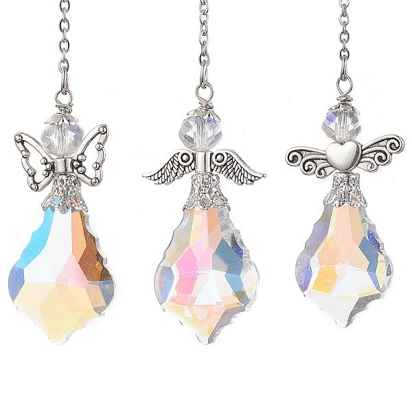 PandaHall Angel Glass & Alloy Pendant Decorations, Lobster Claw Clasps for Hanging Ornaments, Clear AB, 230mm, Pendants: 47x23.5mm, about..., White
PandaHall Angel Glass & Alloy Pendant Decorations, Lobster Claw Clasps for Hanging Ornaments, Clear AB, 230mm, Pendants: 47x23.5mm, about..., White
