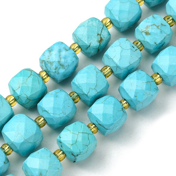 PandaHall Synthetic Blue Turquoise Beads Strands, with Seed Beads, Faceted Cube, 8~9x8~9x8~9mm, Hole: 0.9~1mm, about 35~39pcs/strand...
PandaHall Synthetic Blue Turquoise Beads Strands, with Seed Beads, Faceted Cube, 8~9x8~9x8~9mm, Hole: 0.9~1mm, about 35~39pcs/strand...