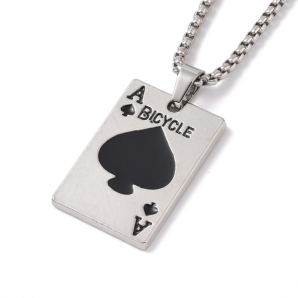 PandaHall 201 Stainless Steel Chain, Zinc Alloy Pendant and Enamel Necklaces, Playing Card, Black, 23.43 inch(59.5cm) 201 Stainless Steel...
PandaHall 201 Stainless Steel Chain, Zinc Alloy Pendant and Enamel Necklaces, Playing Card, Black, 23.43 inch(59.5cm) 201 Stainless Steel...