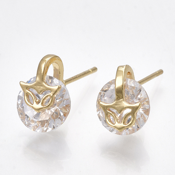 PandaHall Brass Cubic Zirconia Stud Earrings, Fox, Clear, Real 18K Gold Plated, 10x8mm, Pin: 0.7mm Cubic Zirconia Clear
PandaHall Brass Cubic Zirconia Stud Earrings, Fox, Clear, Real 18K Gold Plated, 10x8mm, Pin: 0.7mm Cubic Zirconia Clear