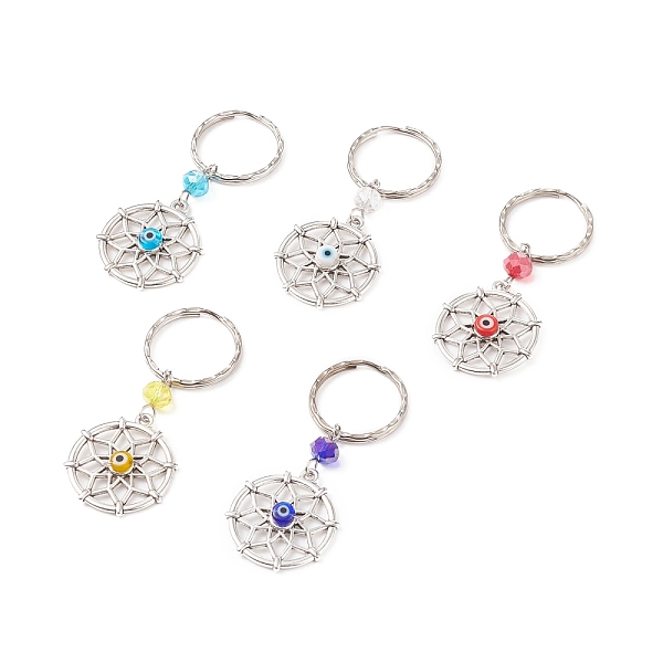 PandaHall Flower Keychain, Tibetan Style Alloy Pendant & Handmade Evil Eye Lampwork Keychain, with Iron Findings, Mixed Color, 6.5cm Alloy..., Multicolor
PandaHall Flower Keychain, Tibetan Style Alloy Pendant & Handmade Evil Eye Lampwork Keychain, with Iron Findings, Mixed Color, 6.5cm Alloy..., Multicolor