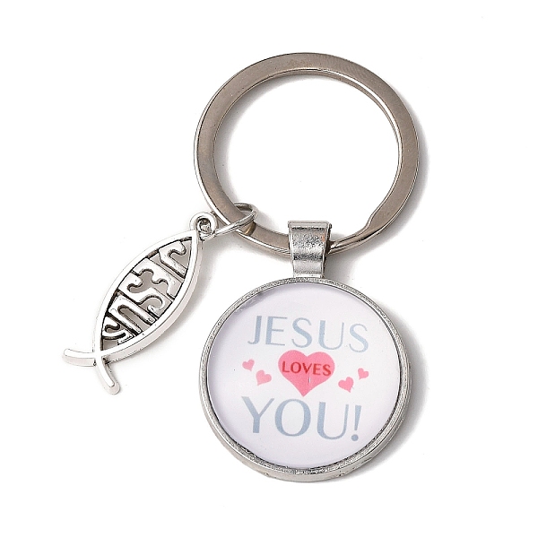 PandaHall I Love Jesus Symbol Glass Pendant Keychain with Alloy Jesus Fish Charm, with Iron Findings, Half Round, Light Sky Blue, 6.2cm...
PandaHall I Love Jesus Symbol Glass Pendant Keychain with Alloy Jesus Fish Charm, with Iron Findings, Half Round, Light Sky Blue, 6.2cm...
