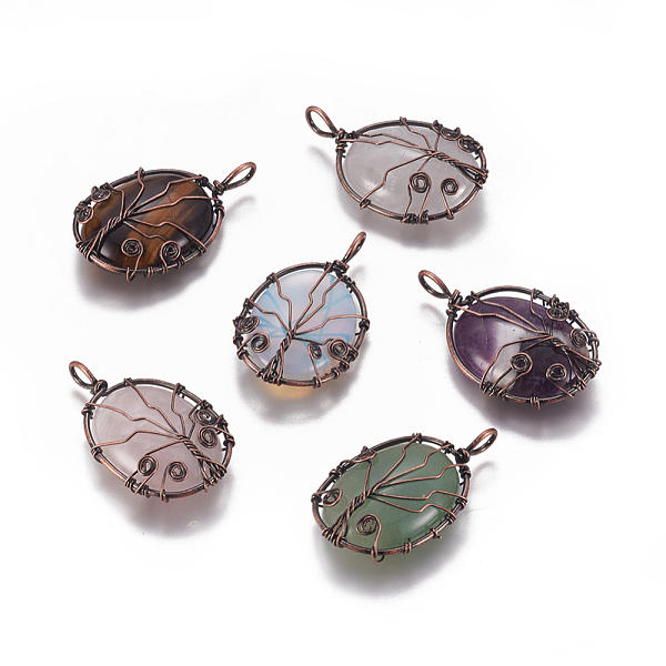 PandaHall Natural & Synthetic Mixed Stone Pendants, with Brass Findings, Oval with Tree, Red Copper, 43.5x26x9mm, Hole: 5.5x4mm Mixed Stone...
PandaHall Natural & Synthetic Mixed Stone Pendants, with Brass Findings, Oval with Tree, Red Copper, 43.5x26x9mm, Hole: 5.5x4mm Mixed Stone...