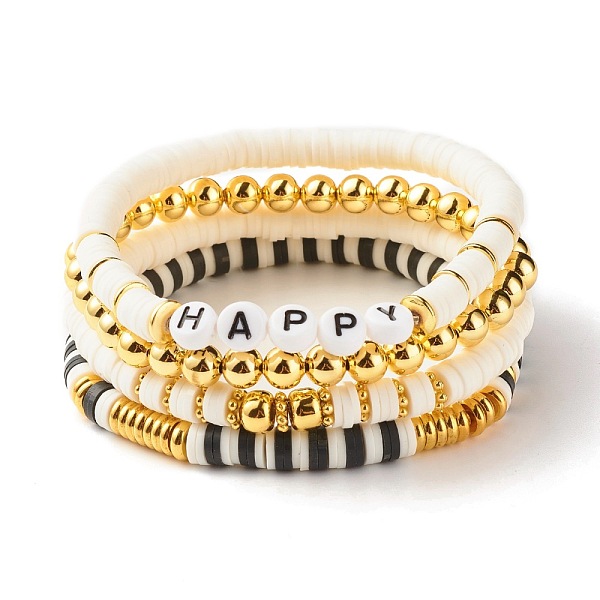 PandaHall 4Pcs 4 Style Polymer Clay Heishi Beaded Stretch Bracelets Set with Synthetic Hematite, Happy Word Preppy Bracelets for Women..., Multicolor
PandaHall 4Pcs 4 Style Polymer Clay Heishi Beaded Stretch Bracelets Set with Synthetic Hematite, Happy Word Preppy Bracelets for Women..., Multicolor