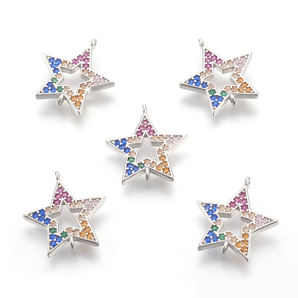 PandaHall Brass Micro Pave Cubic Zirconia Links, Lead Free & Cadmium Free & Nickel Free, Star, Hollow, Colorful, Real Platinum Plated...
PandaHall Brass Micro Pave Cubic Zirconia Links, Lead Free & Cadmium Free & Nickel Free, Star, Hollow, Colorful, Real Platinum Plated...