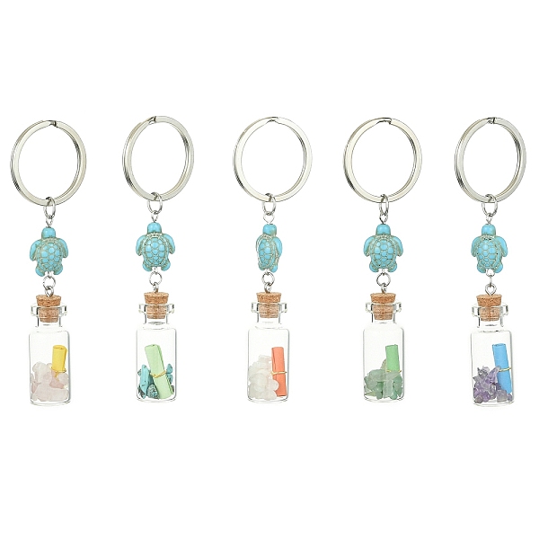 PandaHall Wishing Bottle Glass Pendant Keychains, with Gemstone Chips Beads & Paper Slip Rolls inside and Synthetic Turquoise Sea Turtle..., Green
PandaHall Wishing Bottle Glass Pendant Keychains, with Gemstone Chips Beads & Paper Slip Rolls inside and Synthetic Turquoise Sea Turtle..., Green