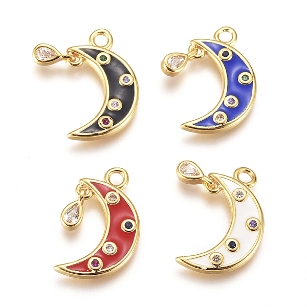 PandaHall Brass Micro Pave Cubic Zirconia Charms, with Enamel, Moon, Golden, Mixed Color, 17x10x1mm, Hole: 1.6mm Brass+Cubic Zirconia+Enamel..., Multicolor
PandaHall Brass Micro Pave Cubic Zirconia Charms, with Enamel, Moon, Golden, Mixed Color, 17x10x1mm, Hole: 1.6mm Brass+Cubic Zirconia+Enamel..., Multicolor