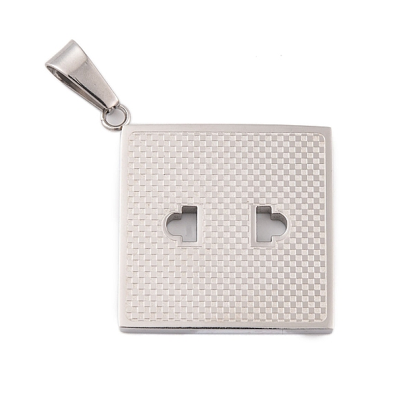 PandaHall 304 Stainless Steel Pendants, Square Socket Charm, Stainless Steel Color, 42x38x3mm, Hole: 9.5x4.5mm 304 Stainless Steel Square
PandaHall 304 Stainless Steel Pendants, Square Socket Charm, Stainless Steel Color, 42x38x3mm, Hole: 9.5x4.5mm 304 Stainless Steel Square