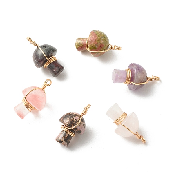 PandaHall Natural Mixed Gemstone Pendants, with Real 18K Gold Plated Eco-Friendly Copper Wire Wrapped, Mushroom, 28~32x16~17x16~17mm, Hole...
PandaHall Natural Mixed Gemstone Pendants, with Real 18K Gold Plated Eco-Friendly Copper Wire Wrapped, Mushroom, 28~32x16~17x16~17mm, Hole...