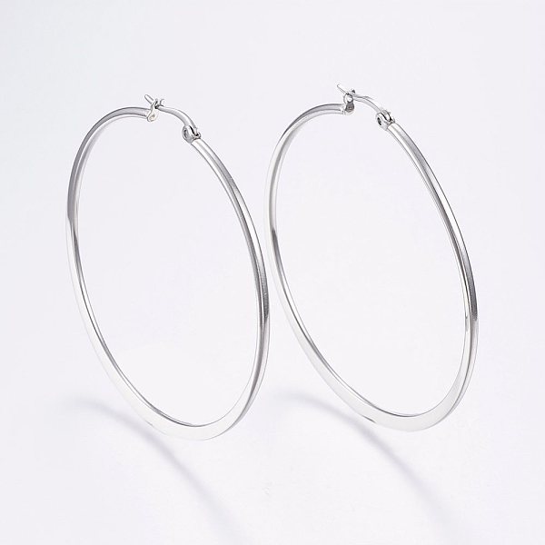 PandaHall 304 Stainless Steel Big Hoop Earrings, Hypoallergenic Earrings, Flat Ring Shape, Stainless Steel Color, 12 Gauge, 54~56x2mm, Pin...
PandaHall 304 Stainless Steel Big Hoop Earrings, Hypoallergenic Earrings, Flat Ring Shape, Stainless Steel Color, 12 Gauge, 54~56x2mm, Pin...