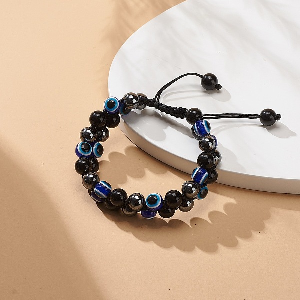 PandaHall Synthetic Hematite & Eyeless Obsidian & Resin Evil Eye Braided Bead Bracelet, Double Layer Gemstone Lucky Bracelet for Men Women...
PandaHall Synthetic Hematite & Eyeless Obsidian & Resin Evil Eye Braided Bead Bracelet, Double Layer Gemstone Lucky Bracelet for Men Women...