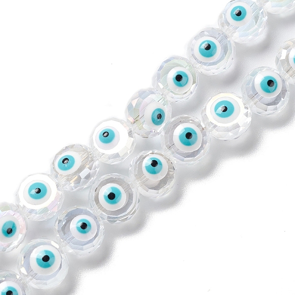 PandaHall Transparent Evil Eye Glass Beads Strands, with Enamel, Faceted, Flat Round, White, 10x8~8.5mm, Hole: 1.4mm, about 40pcs/strand...
PandaHall Transparent Evil Eye Glass Beads Strands, with Enamel, Faceted, Flat Round, White, 10x8~8.5mm, Hole: 1.4mm, about 40pcs/strand...