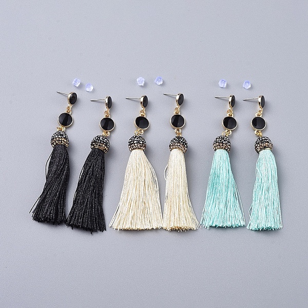 PandaHall Nylon Tassel Earrings, with Brass Rhinestone Findings and Alloy Enamel Stud Earring Findings, with Plastic Ear Nuts, Mixed Color..., Multicolor
PandaHall Nylon Tassel Earrings, with Brass Rhinestone Findings and Alloy Enamel Stud Earring Findings, with Plastic Ear Nuts, Mixed Color..., Multicolor