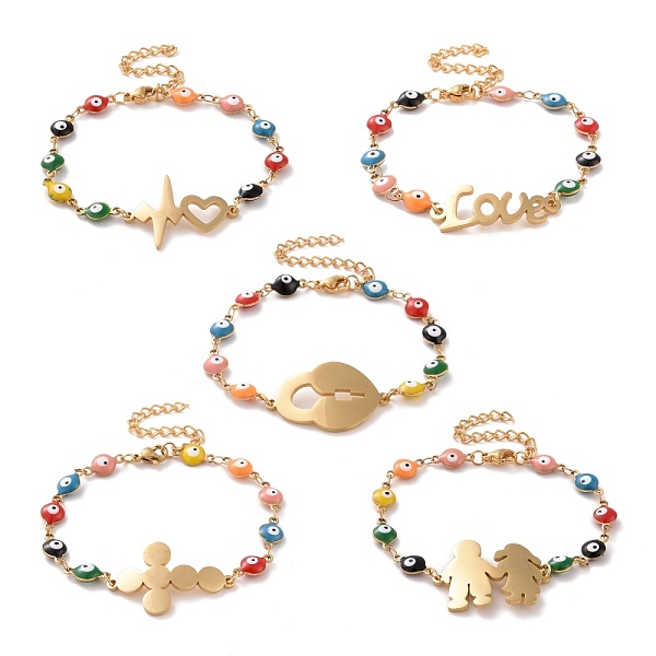 PandaHall Vacuum Plating 304 Stainless Steel Link Bracelet with Colorful Enamel Evil Eye Chains for Women, Golden, 6-3/4 inch(17cm) 304...
PandaHall Vacuum Plating 304 Stainless Steel Link Bracelet with Colorful Enamel Evil Eye Chains for Women, Golden, 6-3/4 inch(17cm) 304...