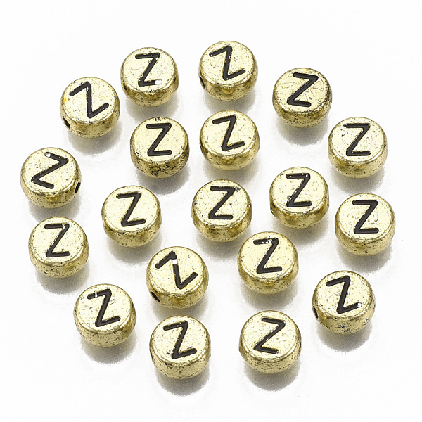 PandaHall Plating Acrylic Beads, Horizontal Hole, Flat Round with Letter, Golden Plated, Black, Letter.Z, 7x4mm, Hole: 1.2mm, about...
PandaHall Plating Acrylic Beads, Horizontal Hole, Flat Round with Letter, Golden Plated, Black, Letter.Z, 7x4mm, Hole: 1.2mm, about...