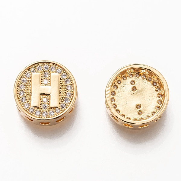 PandaHall Golden Plated Brass Micro Pave Cubic Zirconia Multi-Strand Links, Flat Round with Letter, Letter.H, 12x4.5mm, Hole: 2mm..., Clear
PandaHall Golden Plated Brass Micro Pave Cubic Zirconia Multi-Strand Links, Flat Round with Letter, Letter.H, 12x4.5mm, Hole: 2mm..., Clear