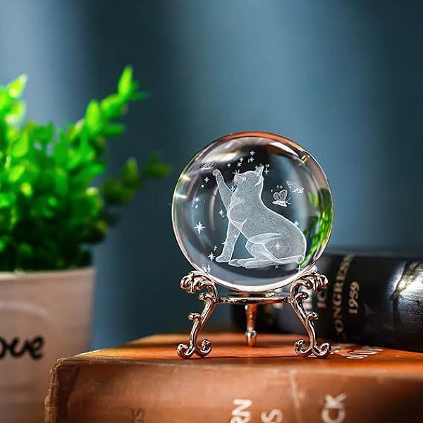 PandaHall Inner Carving Glass Crystal Ball Diaplay Decoration, Paperweight with Metal Stand, Fengshui Home Decor, Cat Shape, 60mm Glass Cat...
PandaHall Inner Carving Glass Crystal Ball Diaplay Decoration, Paperweight with Metal Stand, Fengshui Home Decor, Cat Shape, 60mm Glass Cat...