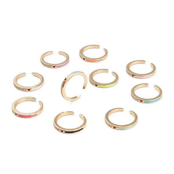 PandaHall Brass Clear Cubic Zirconia Cuff Rings, Open Rings, Long-Lasting Plated, with Enamel, Real 18K Gold Plated, Heart, Mixed Color..., Multicolor
PandaHall Brass Clear Cubic Zirconia Cuff Rings, Open Rings, Long-Lasting Plated, with Enamel, Real 18K Gold Plated, Heart, Mixed Color..., Multicolor