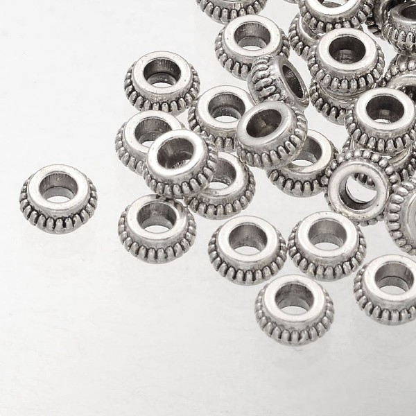 PandaHall Donut Tibetan Silver Spacer Beads, Lead Free & Cadmium Free, Antique Silver, about 7.5mm long, Hole: about 3mm Alloy Donut
PandaHall Donut Tibetan Silver Spacer Beads, Lead Free & Cadmium Free, Antique Silver, about 7.5mm long, Hole: about 3mm Alloy Donut