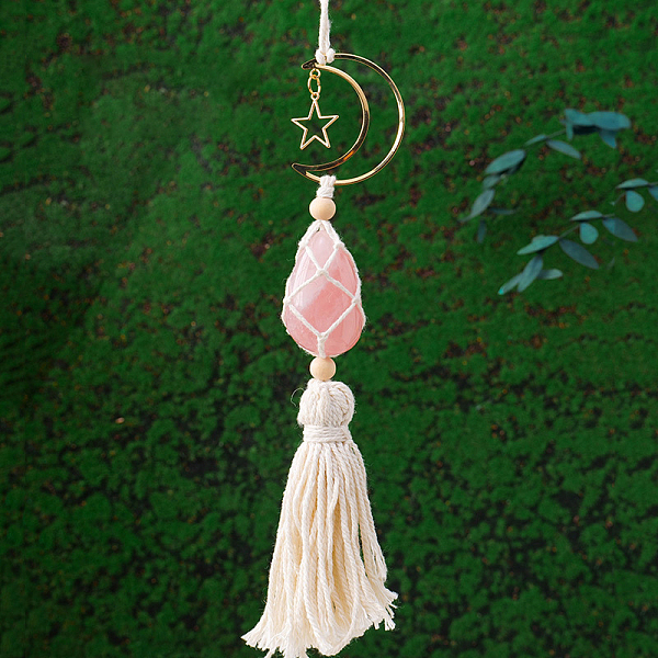 PandaHall Handmade Macrame Cotton with Natural Rose Quartz Pendant Decorations, Moon with Star for Interior Car View Mirror Hanging Ornament...
PandaHall Handmade Macrame Cotton with Natural Rose Quartz Pendant Decorations, Moon with Star for Interior Car View Mirror Hanging Ornament...