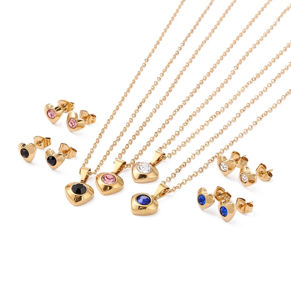 PandaHall Vacuum Plating Rhinestone Stud Earrings and Pendant Necklaces Sets, with 304 Stainless Steel Findings, Heart, Golden, Mixed Color..., Multicolor
PandaHall Vacuum Plating Rhinestone Stud Earrings and Pendant Necklaces Sets, with 304 Stainless Steel Findings, Heart, Golden, Mixed Color..., Multicolor