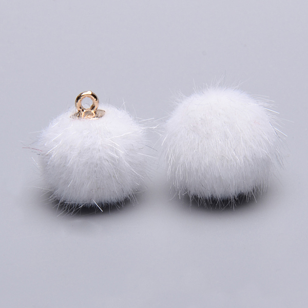 PandaHall Handmade Faux Mink Fur Covered Pendants, with Alloy Findings, Round, Golden, White, 16~17x13.5~14mm, Hole: 1.5mm Fibre Round White
PandaHall Handmade Faux Mink Fur Covered Pendants, with Alloy Findings, Round, Golden, White, 16~17x13.5~14mm, Hole: 1.5mm Fibre Round White