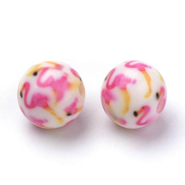 PandaHall Opaque Printed Acrylic Beads, Round with Flamingo Shape Pattern, Pearl Pink, 11.5~12x11mm, Hole: 2.5mm Acrylic Round Pink
PandaHall Opaque Printed Acrylic Beads, Round with Flamingo Shape Pattern, Pearl Pink, 11.5~12x11mm, Hole: 2.5mm Acrylic Round Pink