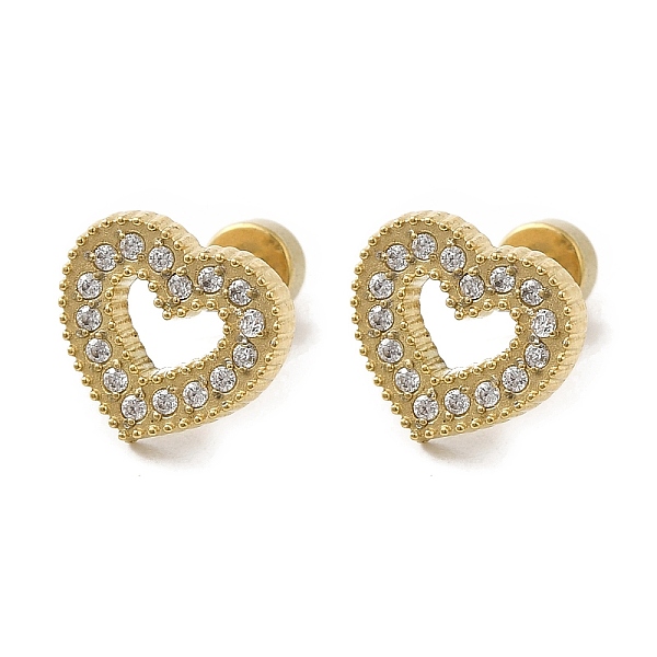 PandaHall 304 Stainless Steel with Rhinestone Stud Earrings for Women, Heart, Real 14K Gold Plated, 10x9mm Cubic Zirconia Heart Clear
PandaHall 304 Stainless Steel with Rhinestone Stud Earrings for Women, Heart, Real 14K Gold Plated, 10x9mm Cubic Zirconia Heart Clear