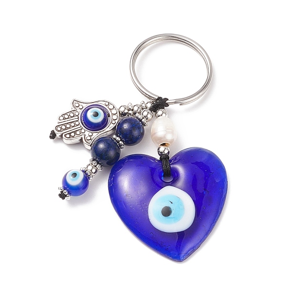 PandaHall Natural Lapis Lazuli & Freshwater Pearl Bead Keychain, Evil Eye Keychain, with 304 Stainless Steel Findings, Heart Pattern, 7.4cm..., Blue
PandaHall Natural Lapis Lazuli & Freshwater Pearl Bead Keychain, Evil Eye Keychain, with 304 Stainless Steel Findings, Heart Pattern, 7.4cm..., Blue