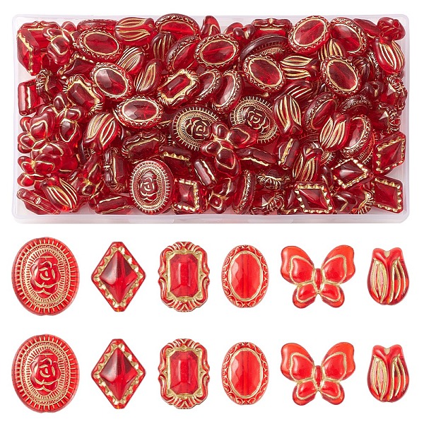PandaHall 110Pcs 6 Styles Transparent Acrylic Beads, Golden Metal Enlaced, Rhombus & Oval & Flower & Butterfly, Red, 16~22x11.5~20x5~9mm...
PandaHall 110Pcs 6 Styles Transparent Acrylic Beads, Golden Metal Enlaced, Rhombus & Oval & Flower & Butterfly, Red, 16~22x11.5~20x5~9mm...