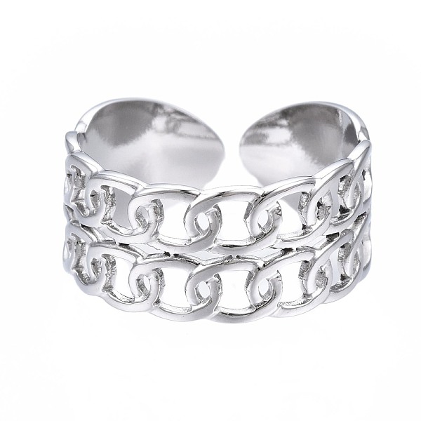 PandaHall 304 Stainless Steel Curb Chain Open Cuff Ring, Chunky Hollow Ring for Women, Stainless Steel Color, US Size 8(18.1mm) 304...
PandaHall 304 Stainless Steel Curb Chain Open Cuff Ring, Chunky Hollow Ring for Women, Stainless Steel Color, US Size 8(18.1mm) 304...