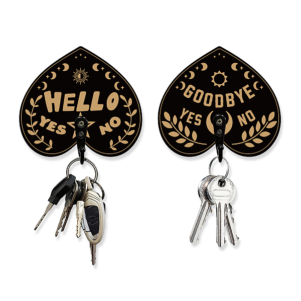 PandaHall Wooden & Zinc Alloy Hook Hangers, Wall Mounted Key Hooks, Heart Shaped Divination Board, Black, 100x90x7mm, 1pc/style, 2 style...
PandaHall Wooden & Zinc Alloy Hook Hangers, Wall Mounted Key Hooks, Heart Shaped Divination Board, Black, 100x90x7mm, 1pc/style, 2 style...