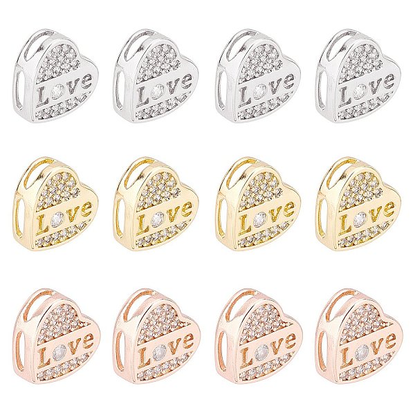 PandaHall SUPERFINDINGS 12Pcs 3 Colors Brass Micro Pave Clear Cubic Zirconia Slide Charms, Long-Lasting Plated, Heart with Word LOVE, Mixed...
PandaHall SUPERFINDINGS 12Pcs 3 Colors Brass Micro Pave Clear Cubic Zirconia Slide Charms, Long-Lasting Plated, Heart with Word LOVE, Mixed...