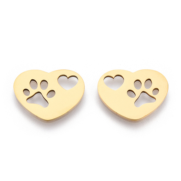 PandaHall Ion Plating(IP) 201 Stainless Steel Pendants, Laser Cut, Heart with Hollow Heart & Dog Footprint, Real 18k Gold Plated...
PandaHall Ion Plating(IP) 201 Stainless Steel Pendants, Laser Cut, Heart with Hollow Heart & Dog Footprint, Real 18k Gold Plated...