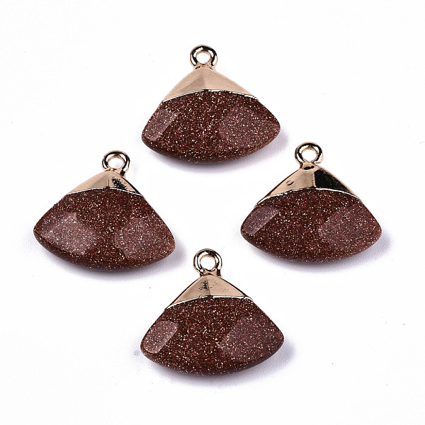 PandaHall Electroplate Synthetic Goldstone Pendants, with Brass Findings, Faceted, Triangle, Golden, 17~18x19~20x6~7mm, Hole: 1.8mm..., Gold
PandaHall Electroplate Synthetic Goldstone Pendants, with Brass Findings, Faceted, Triangle, Golden, 17~18x19~20x6~7mm, Hole: 1.8mm..., Gold