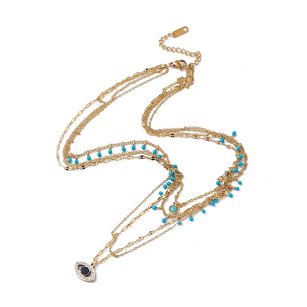 PandaHall Synthetic Turquoise & Rhinestone Horse Eye Pendants Multi Layered Necklace with Plastic Beaded, 304 Stainless Steel Bohemia...
PandaHall Synthetic Turquoise & Rhinestone Horse Eye Pendants Multi Layered Necklace with Plastic Beaded, 304 Stainless Steel Bohemia...
