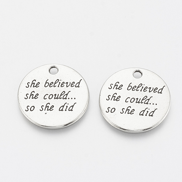 PandaHall Tibetan Style Alloy Quote Pendants, Flat Round with Word, Cadmium Free & Lead Free, Antique Silver, 22x1mm, Hole: 2mm Alloy Flat...
PandaHall Tibetan Style Alloy Quote Pendants, Flat Round with Word, Cadmium Free & Lead Free, Antique Silver, 22x1mm, Hole: 2mm Alloy Flat...