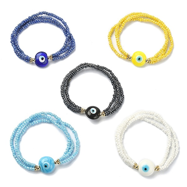 PandaHall Glass Seed Beaded Triple Layer Stretch Bracelet with Lampwork Evil Eye, Mixed Color, Inner Diameter: 2 inch(5.1~5.2cm) Seed Beads..., Multicolor
PandaHall Glass Seed Beaded Triple Layer Stretch Bracelet with Lampwork Evil Eye, Mixed Color, Inner Diameter: 2 inch(5.1~5.2cm) Seed Beads..., Multicolor