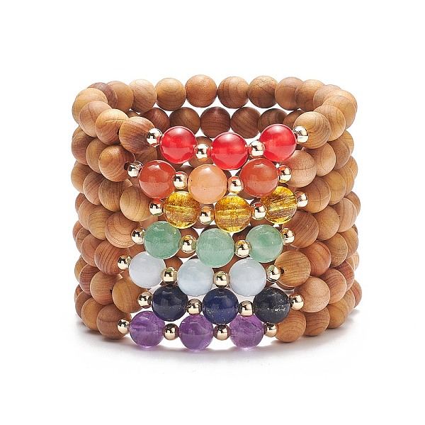 PandaHall 7Pcs 7 Style Natural Wood & Mixed Gemstone Round Beaded Stretch Bracelets Set, Chakra Yoga Jewelry for Women, Inner Diameter: 2...
PandaHall 7Pcs 7 Style Natural Wood & Mixed Gemstone Round Beaded Stretch Bracelets Set, Chakra Yoga Jewelry for Women, Inner Diameter: 2...