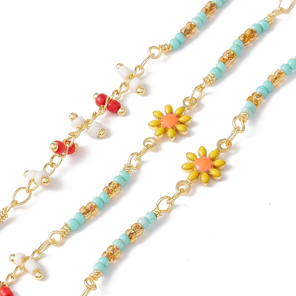 PandaHall Handmade Eco-friendly Brass Enamel Flower Link Chain, with Glass Seed Beaded, Real 18K Gold Plated, Lead Free & Cadmium Free...
PandaHall Handmade Eco-friendly Brass Enamel Flower Link Chain, with Glass Seed Beaded, Real 18K Gold Plated, Lead Free & Cadmium Free...