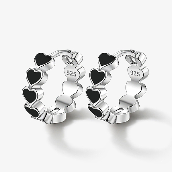 PandaHall Rhodium Plated 925 Sterling Silver Huggie Hoop Earrings for Women, with S925 Stamp & Enamel, Ring with Heart, Platinum, Black...
PandaHall Rhodium Plated 925 Sterling Silver Huggie Hoop Earrings for Women, with S925 Stamp & Enamel, Ring with Heart, Platinum, Black...