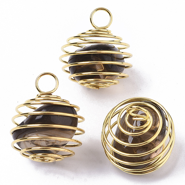 PandaHall Iron Wrap-around Spiral Bead Cage Pendants, with Natural Smoky Quartz Beads inside, Round, Golden, 21x24~26mm, Hole: 5mm Smoky...
PandaHall Iron Wrap-around Spiral Bead Cage Pendants, with Natural Smoky Quartz Beads inside, Round, Golden, 21x24~26mm, Hole: 5mm Smoky...