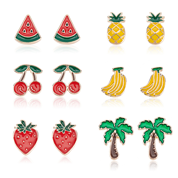PandaHall ANATTASOUL 6 Pair 6 Style Watermelon & Cherry & Banana & Tree Enamel Stud Earrings Set, Light Gold Alloy Fruit Theme Jewelry for..., Multicolor
PandaHall ANATTASOUL 6 Pair 6 Style Watermelon & Cherry & Banana & Tree Enamel Stud Earrings Set, Light Gold Alloy Fruit Theme Jewelry for..., Multicolor