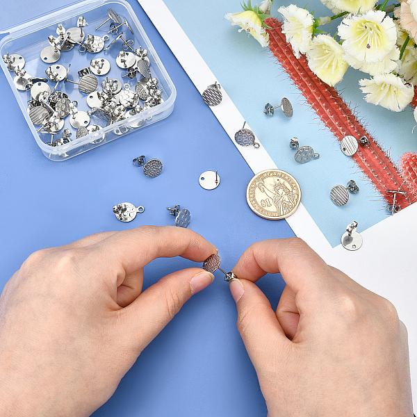 PandaHall UNICRAFTALE 60pcs 5 Styles 10mm Textured Flat Round Stud Earrings Stainless Steel Earring with Ear Nuts Metal Ear Studs for...
PandaHall UNICRAFTALE 60pcs 5 Styles 10mm Textured Flat Round Stud Earrings Stainless Steel Earring with Ear Nuts Metal Ear Studs for...