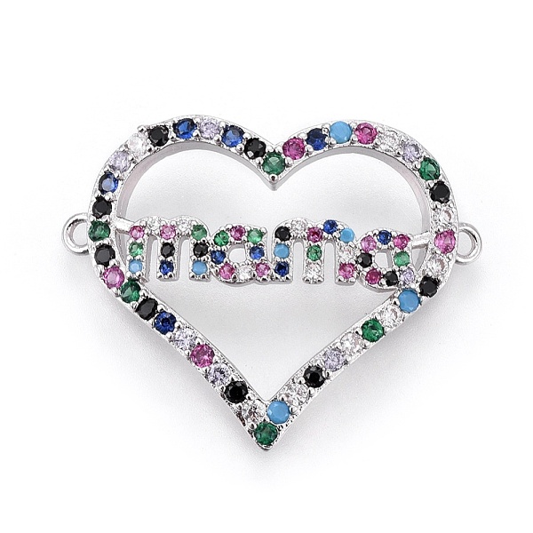 PandaHall Brass Micro Pave Cubic Zirconia Links, For Mother's Day Jewelry Making, Heart with Word Mama, Colorful, Platinum, 22x27.5x4mm...
PandaHall Brass Micro Pave Cubic Zirconia Links, For Mother's Day Jewelry Making, Heart with Word Mama, Colorful, Platinum, 22x27.5x4mm...