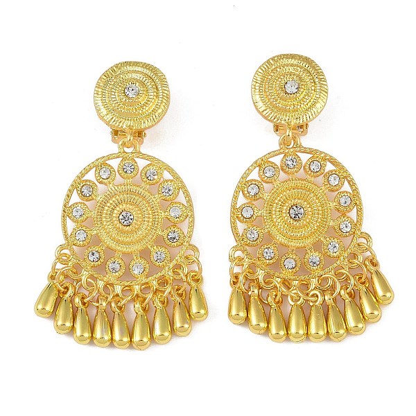 PandaHall Bohemia Zinc Alloy Rhinestone Clip-on Earrings, Golden Tone Tassel Chandelier Earrings for Women, Crystal, 60x28mm Alloy Clear
PandaHall Bohemia Zinc Alloy Rhinestone Clip-on Earrings, Golden Tone Tassel Chandelier Earrings for Women, Crystal, 60x28mm Alloy Clear