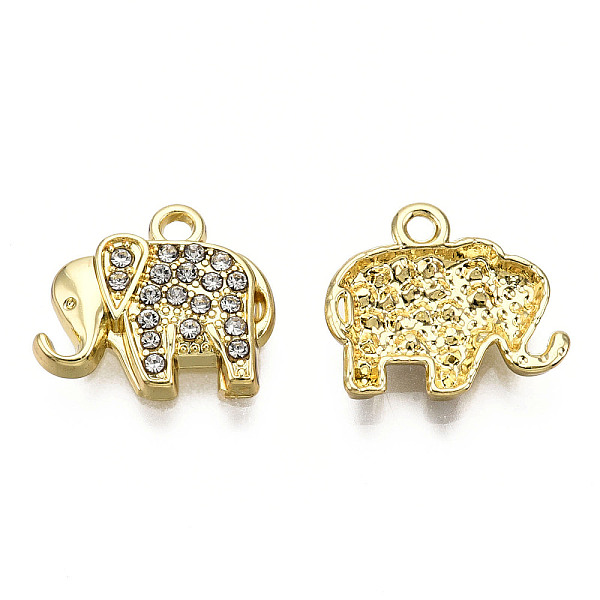 PandaHall Rack Plating Alloy Charms, with Crystal Rhinestone, Cadmium Free & Nickel Free & Lead Free, Elephant, Light Gold, 12.5x14.5x2.5mm..., Clear
PandaHall Rack Plating Alloy Charms, with Crystal Rhinestone, Cadmium Free & Nickel Free & Lead Free, Elephant, Light Gold, 12.5x14.5x2.5mm..., Clear
